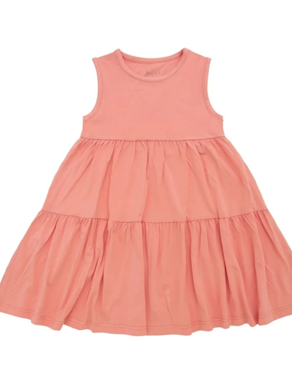 Belan.J Coral Sleeveless Tiered Cotton Dress for Kids